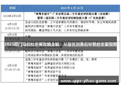 2025厦门马拉松参赛攻略全解：从报名到赛后恢复的全面指南