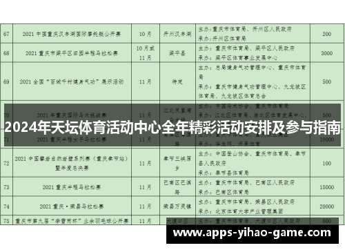 2024年天坛体育活动中心全年精彩活动安排及参与指南